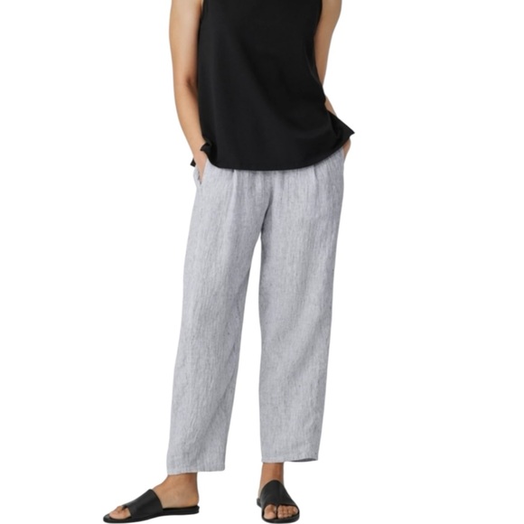 Eileen Fisher Pants - Eileen Fisher Striped Organic Linen Crinkle Lantern Pant Size Medium